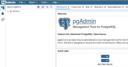 pgAdmin Dashboard Ubuntu 24.04